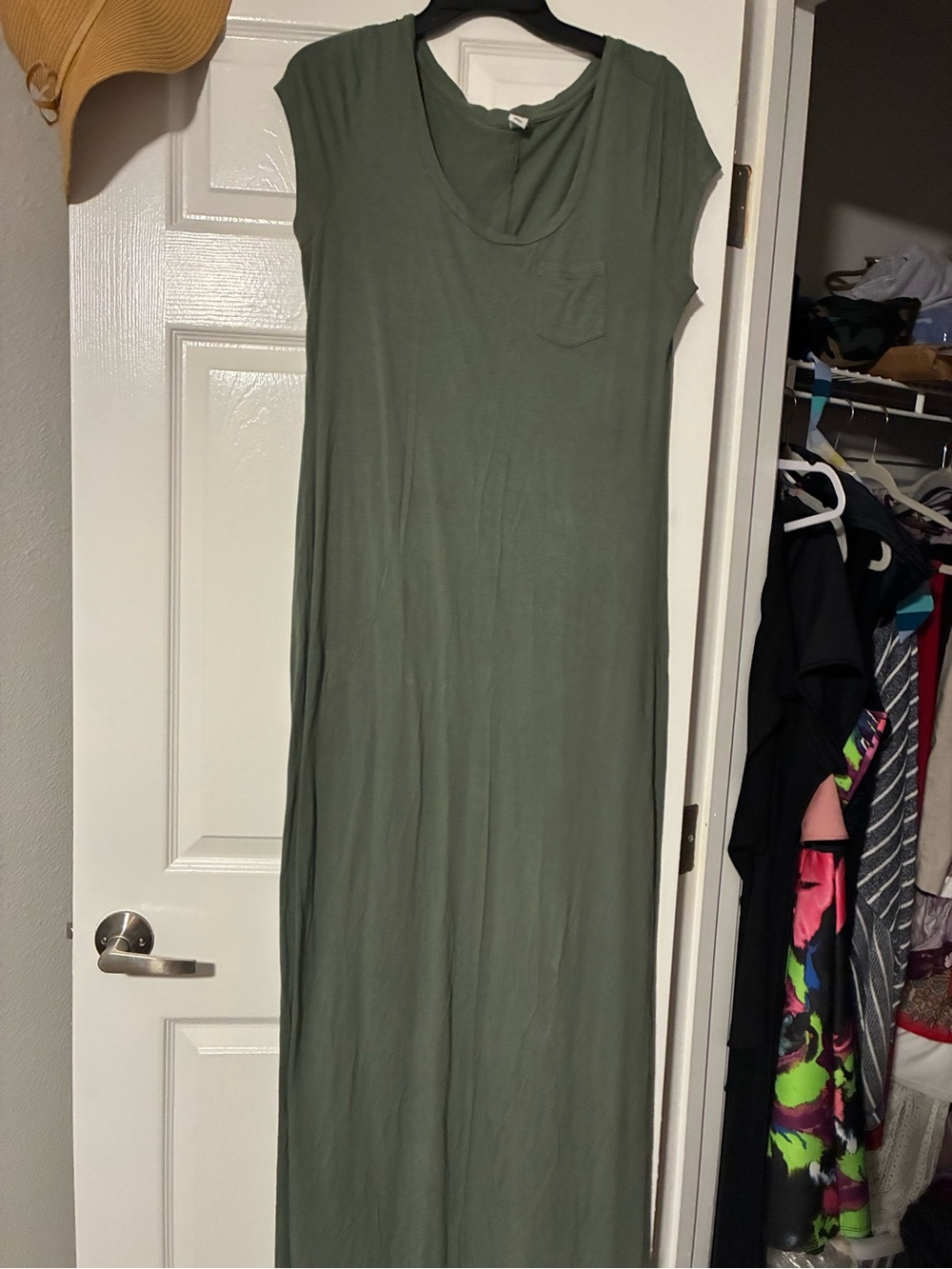 Old Navy Olive Green Cap-Sleeve Maxi Dress